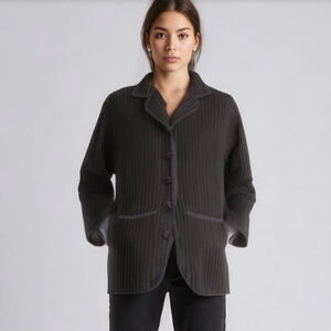 Little Journeys Chicago Oversized Black Velvet Striped Blazer Large